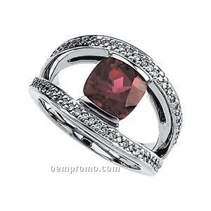14kw Genuine Rhodolite Garnet And Diamond Split Shank Ring