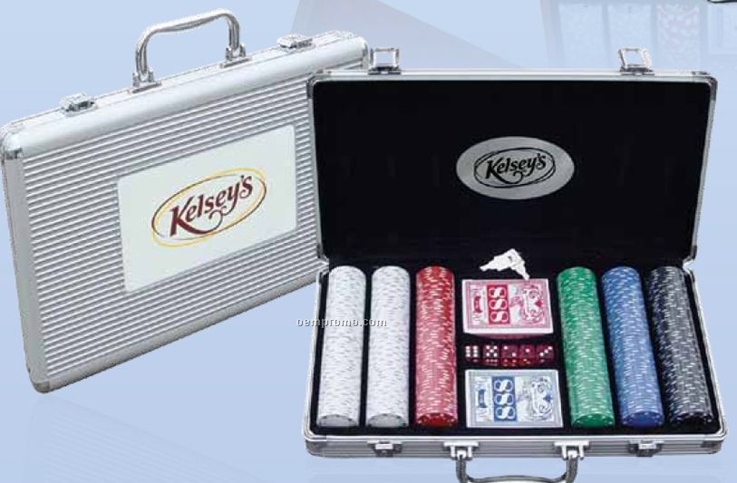 Poker Set W/ Silver Plastic Case