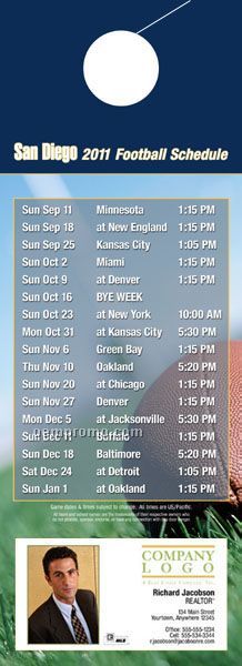 San Diego Pro Football Schedule Door Hanger (4