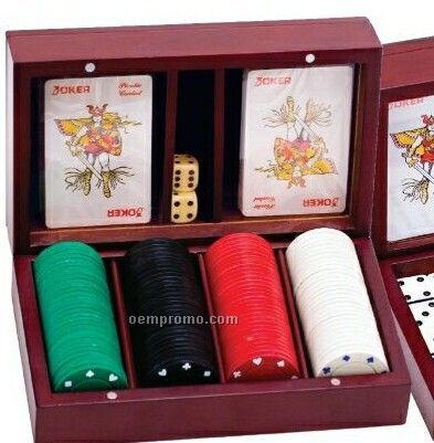 Wooden Box Poker Set