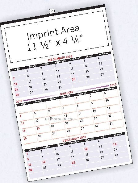 3 Month Insta-view Calendar - Order By 8/31 (12"X18")