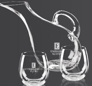 Decanter And 2 Stemless Wine Glass