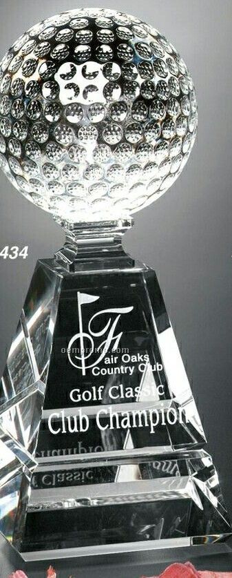Sports Gallery Crystal Golf Pyramid Award (10")