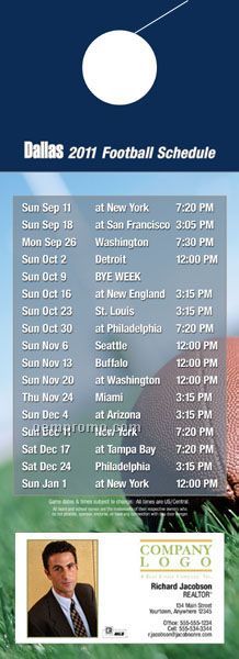 Dallas Pro Football Schedule Door Hanger (4