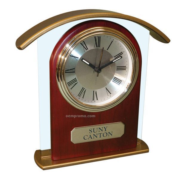 Tower Glass & Wood Alarm Clock