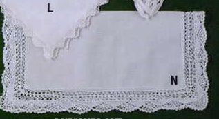13" Ladies White Cotton Handkerchief With Cluster Shell Border
