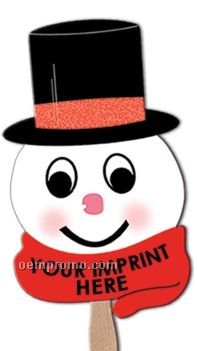 Holiday Fun Snowman On Stick Fan W/ Top Hat