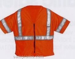 Orange Premium Class III Traffic Safety Vests With Mesh Polyester (L-2xl)