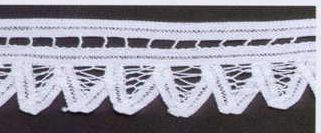 2" White Battenberg Lace Fabric With Overlapping Triangle Fans