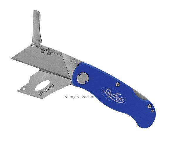 Blue Folding Lockback Utility Knife