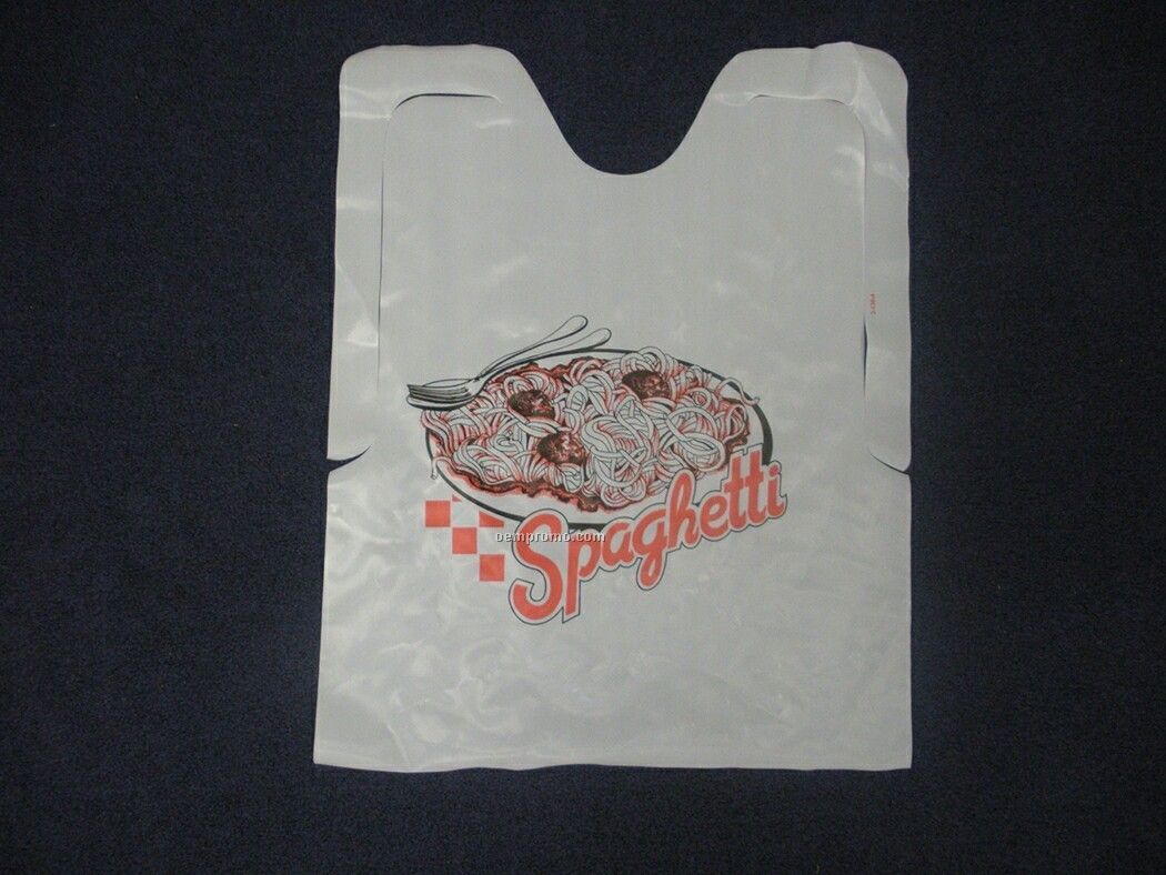 Plastic Disposable Adult Bib With Spaghetti Logo