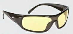 Single Lens Sport Style Safety Glasses W/ Amber Lens & Black Frame