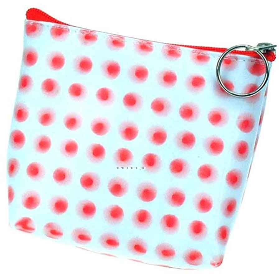 3d Lenticular Purse W/Key Ring (White/Red Accents)