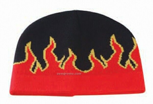 8" Flame Acrylic Knit Beanie Hat