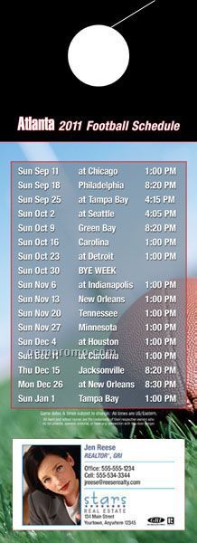 Atlanta Pro Football Schedule Door Hanger (4" X 11")