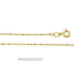 Ladies' 7" 14ky 1-1/4mm Alternating Diamond-cut Bead Chain Bracelet