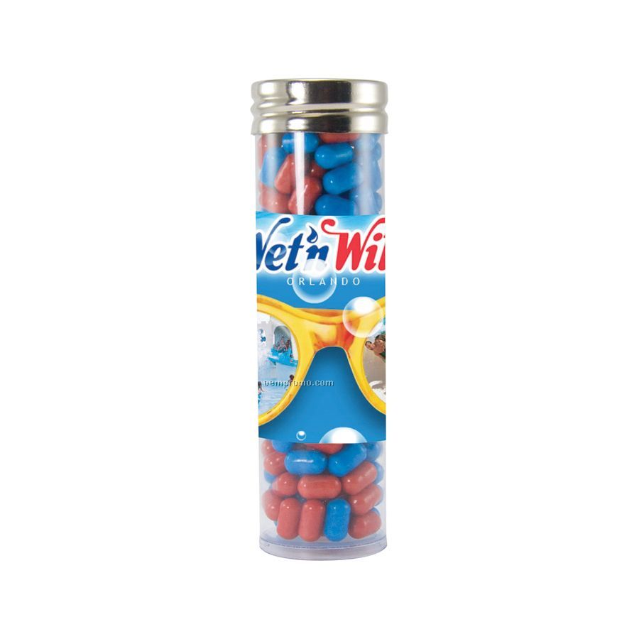 Large Gourmet Plastic Candy Tube With Colored Bullet Candy