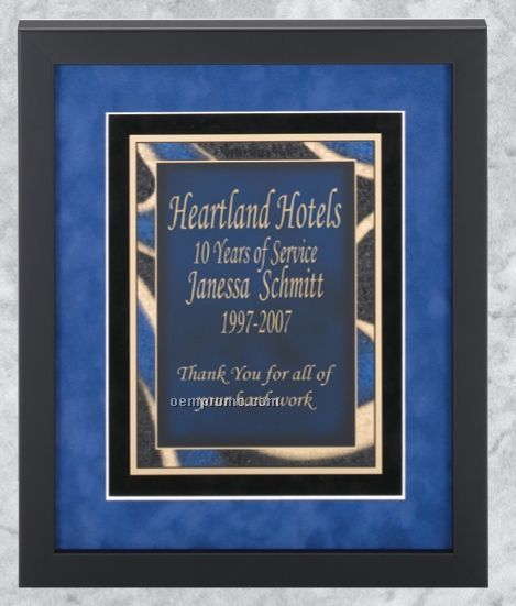 Professional Gallery Award Plaques W/ Wood Frame & Black Finish