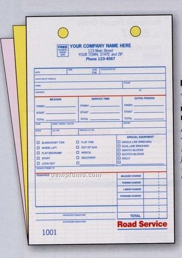 Road Service Register Form (2 Part)