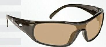 Single Lens Sport Style Safety Glasses W/ Brown Lens & Black Frame