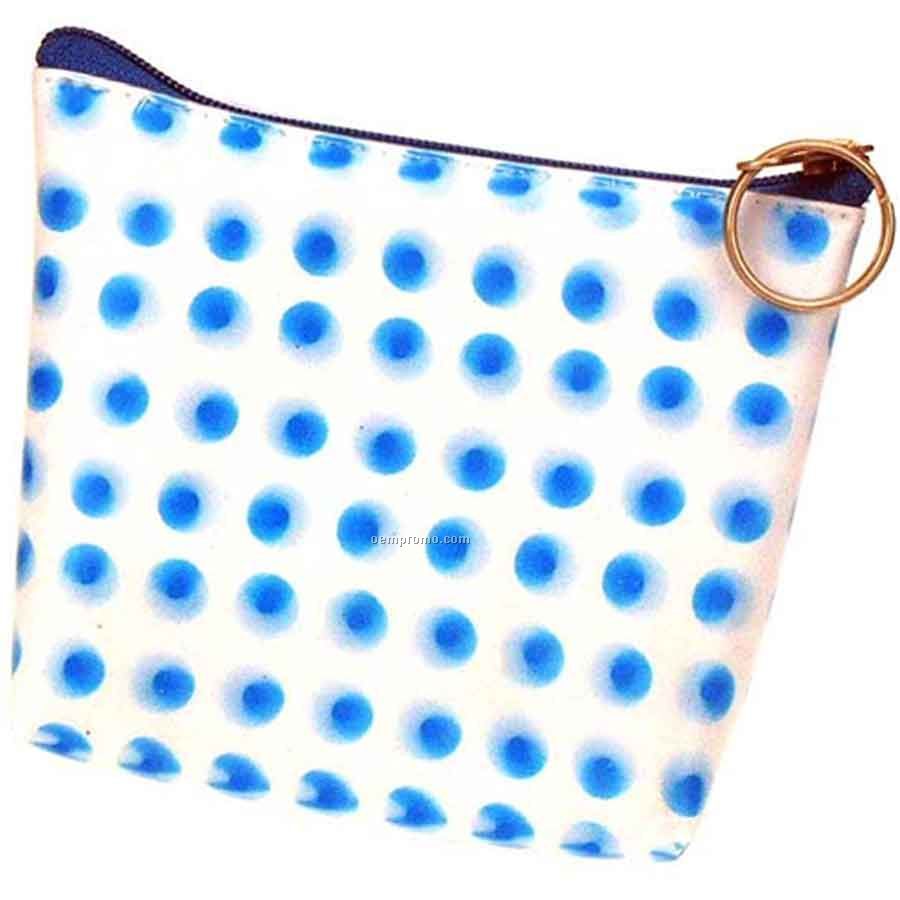 3d Lenticular Purse W/Key Ring (White/Blue Accents)