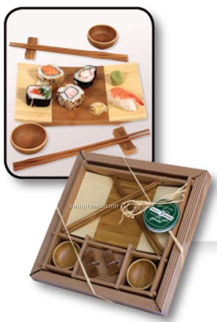 Bamboo Sushi Gift Set With Dinner Plate & Chopsticks