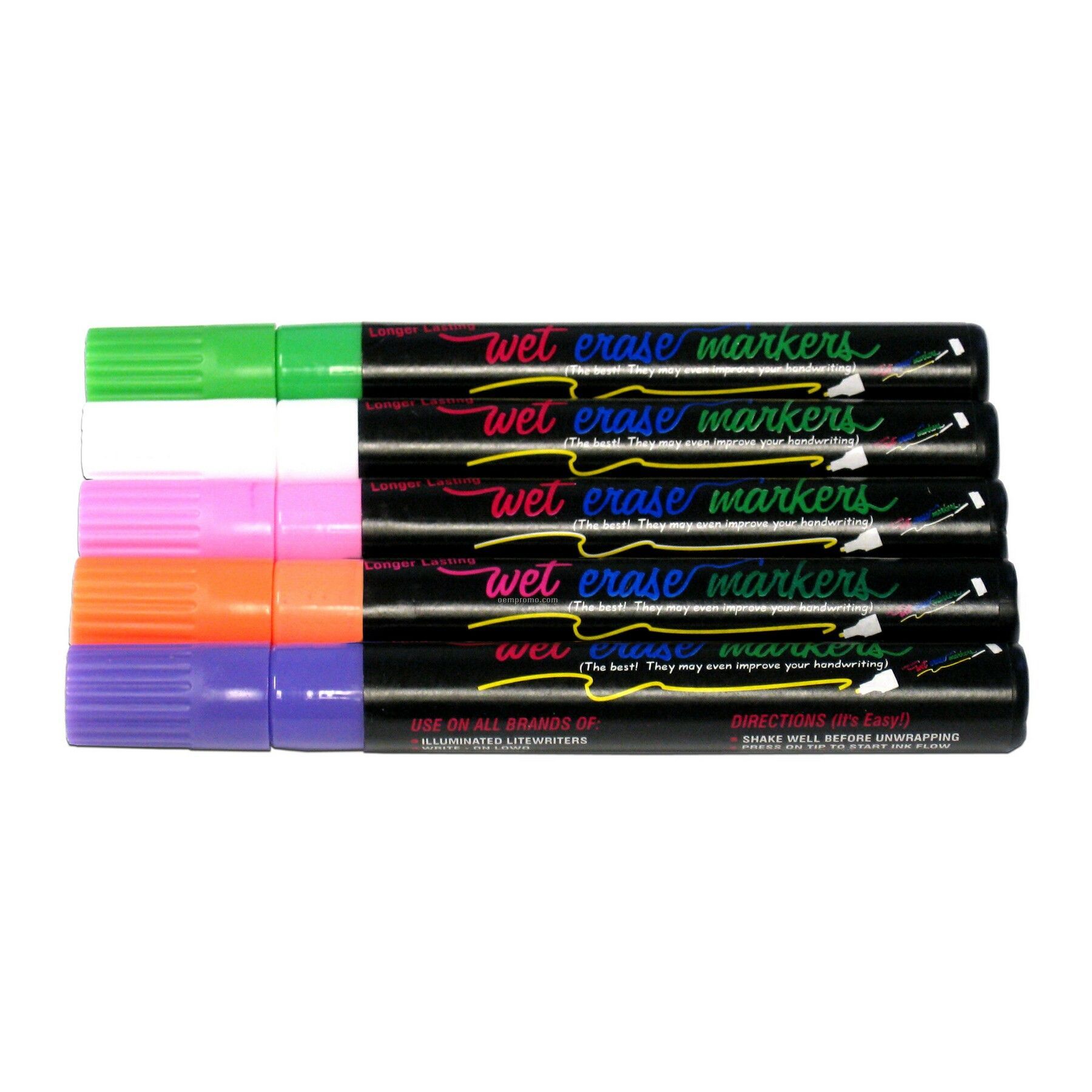 Wet Erase Marker Set - White/ Orange/ Green/ Pink/ Purple (5 Pack)