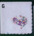 11" Ladies White Embroidered Handkerchief With Cat Corner