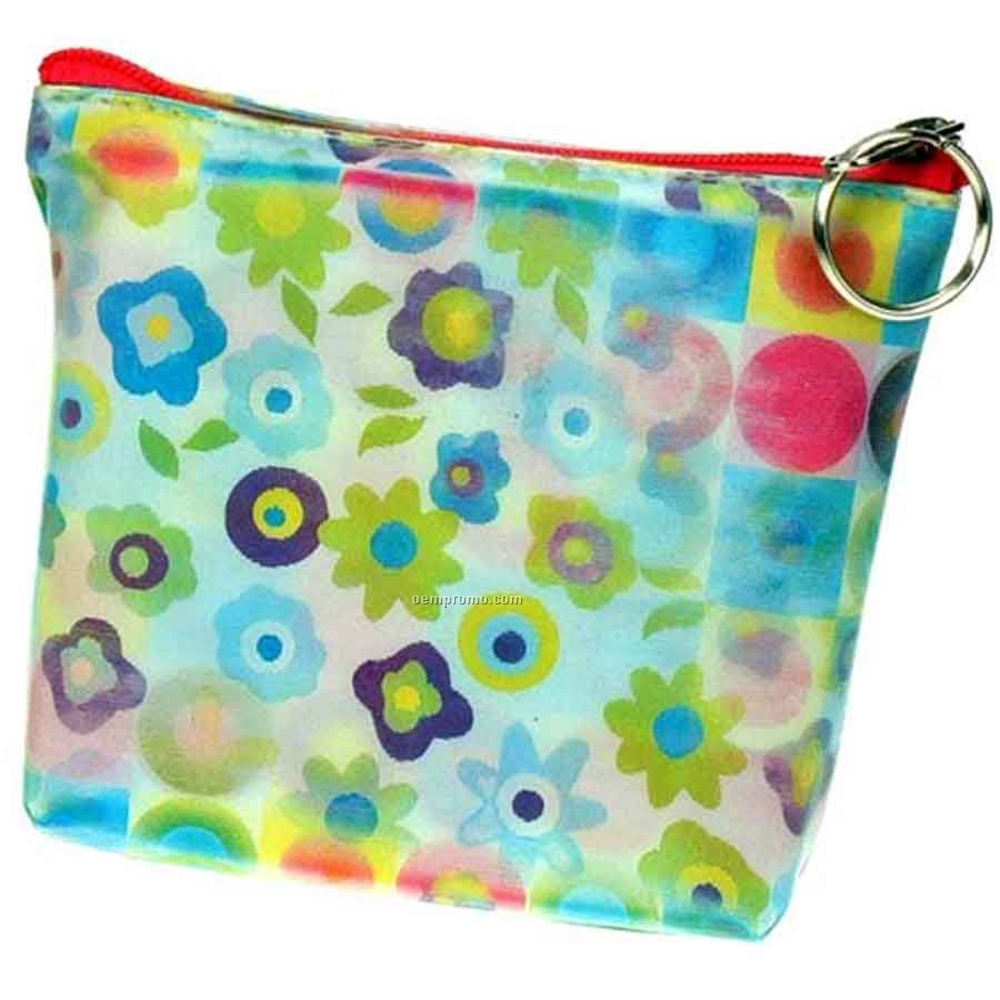 3d Lenticular Purse W/Key Ring (Multi-colored Shapes)
