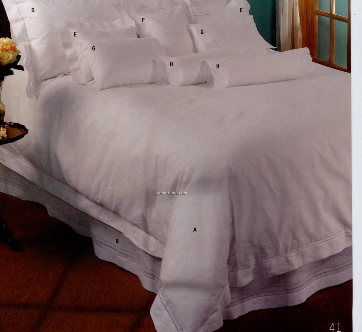 Handmade White Linen Dust Ruffle With Hemstitch And Gilucci (Queen)