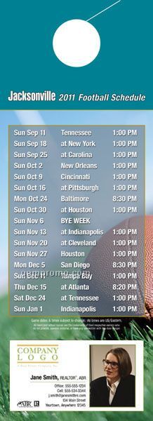 Jacksonville Pro Football Schedule Door Hanger (4" X 11")