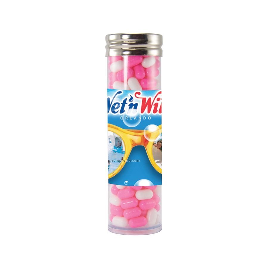 Large Gourmet Plastic Candy Tube With Corporate Color Chocolates