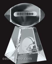 Large Optical Crystal Clear Football W/ Tall Base Award