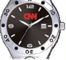 Pedre Men's Black Dial Monaco Metal Watch W/ Stainless Steel Bracelet