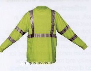 Hi-viz Class III Long Sleeve Fluorescent Lime Green T-shirts (L-2xl)