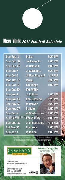 New York Pro Football Schedule Door Hanger (4" X 11")