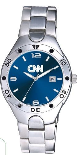 Pedre Men's Blue Dial Monaco Metal Watch W/ Stainless Steel Bracelet