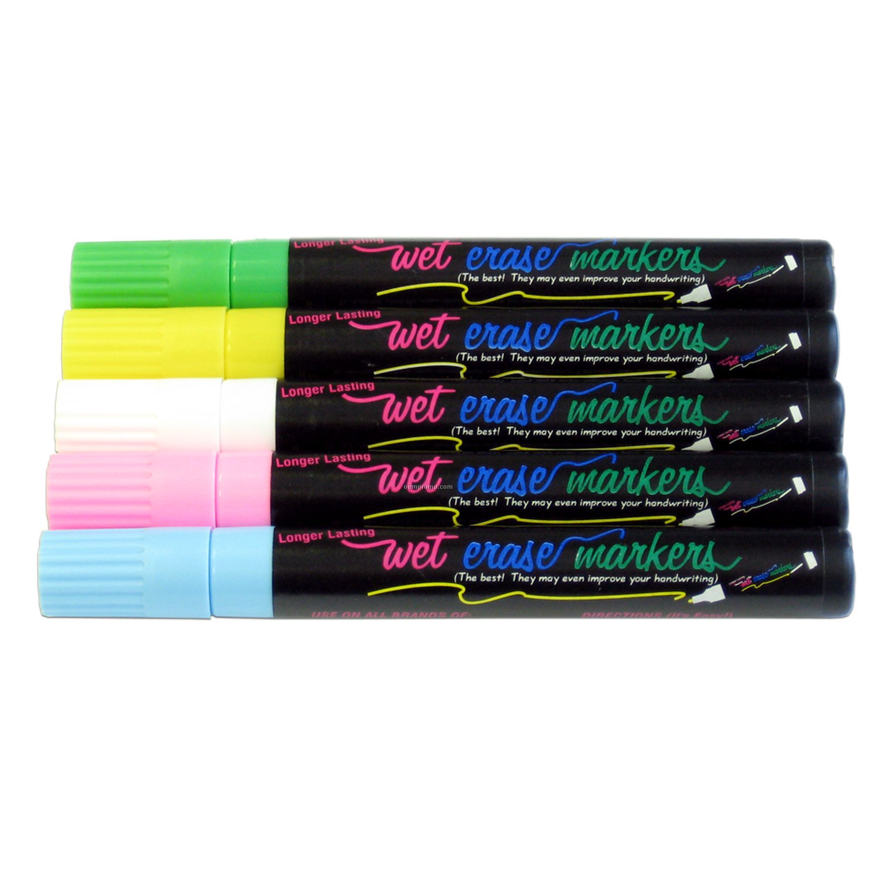 Wet Erase Marker Set - Yellow/ Blue/ Green/ Pink/ White (5 Pack)