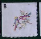 11" Ladies White Embroidered Handkerchief With 2 Birds