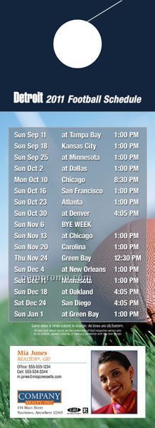 Detroit Pro Football Schedule Door Hanger (4" X 11")