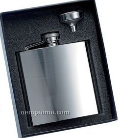 6 Oz. Stainless Steel Flask W/ Funnel Gift Set