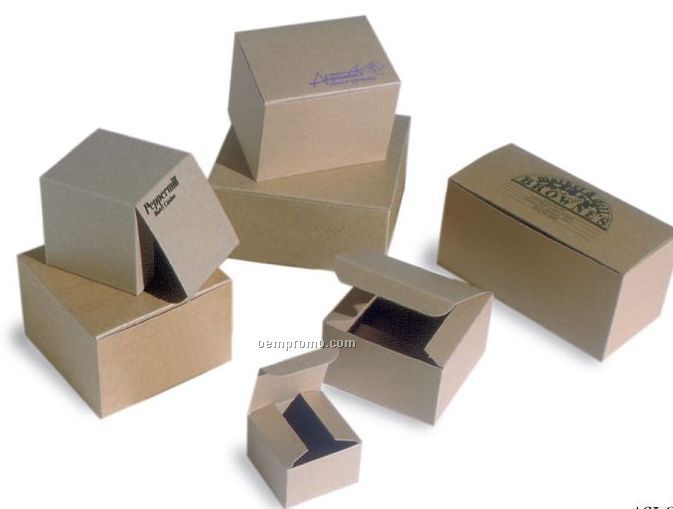 Natural Kraft Pinstripe Gift Box (4"X4"X4")