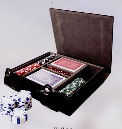 Two Deck Poker Set With Poker Chips & Dice