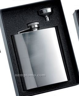 8 Oz. Stainless Steel Flask W/ Funnel Gift Set