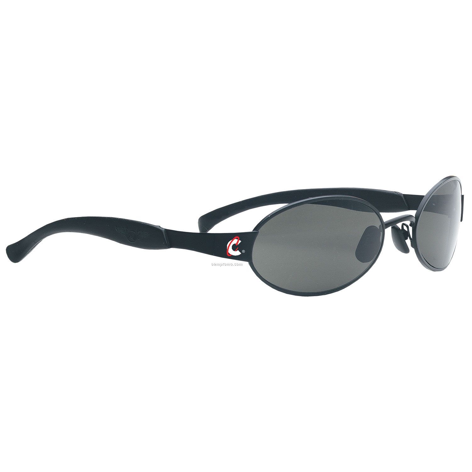 Rio Metals Modified Metal Oval Black Frame Sunglasses W/ Gray Lens