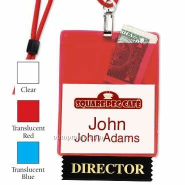 Translucent Vinyl Name Tag Pouch W/ Slot - Blank (4 3/8