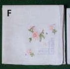 12" Ladies White Handkerchief With 3 Pink Flowers And Leaves