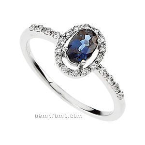 14kw Genuine Blue Sapphire And Diamond Ring
