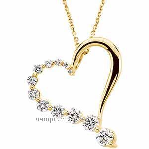 14ky 1ct Tw Journey Diamond Heart Pendant