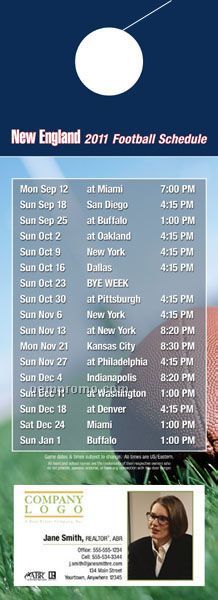 New England Pro Football Schedule Door Hanger (4